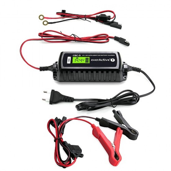 Incarcator inteligent 6V / 12V - max. 3.8ah Everactive CBC-5 pentru acumulatori stationari etansi plumb-acid auto moto 