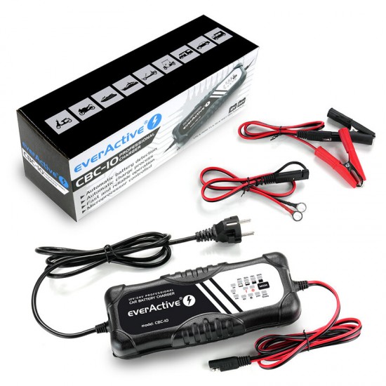 Incarcator Profesional 12V / 24V - max. 10ah Everactive CBC-10 pentru acumulatori stationari gel plumb-acid auto Incarcator Profesional 12V / 24V - max. 10ah Everactive CBC-10 pentru acumulatori stationari gel plumb-acid auto