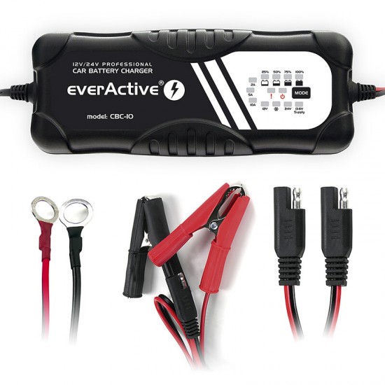 Incarcator Profesional 12V / 24V - max. 10ah Everactive CBC-10 pentru acumulatori stationari gel plumb-acid auto Incarcator Profesional 12V / 24V - max. 10ah Everactive CBC-10 pentru acumulatori stationari gel plumb-acid auto